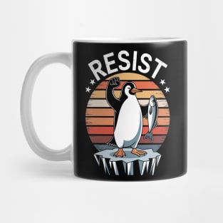 Resist, Funny Penguin Protest Against Tariffs Mug